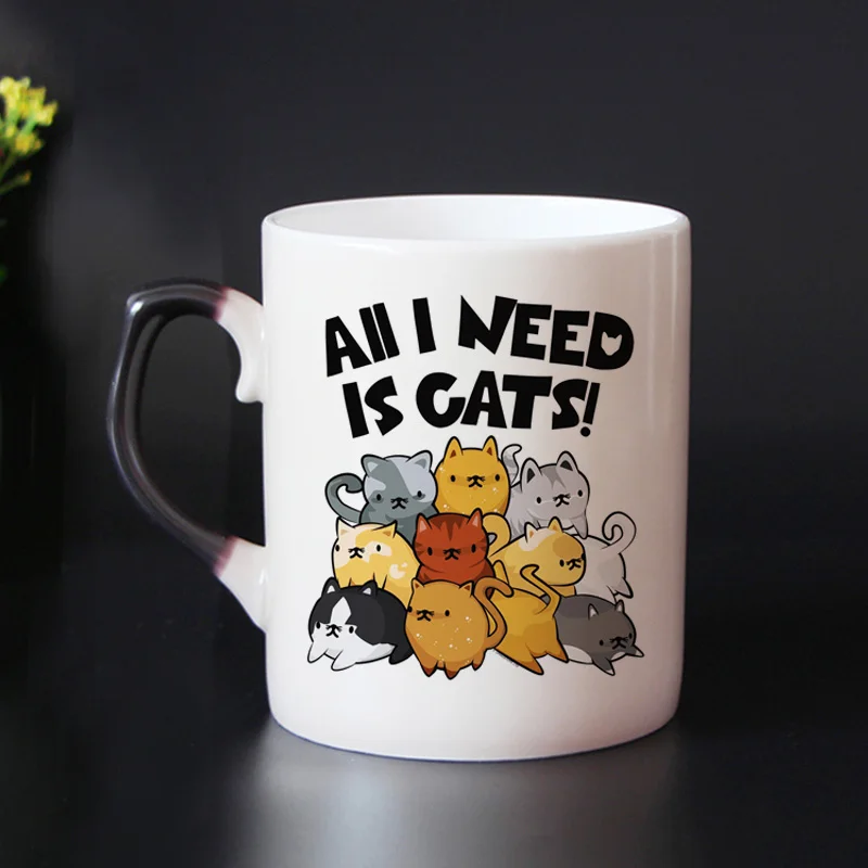 Free shipping funny cats Color Changing Mug Bone china Coffee Mugs Magic Tea Cup cartoon gift for friends | Дом и сад