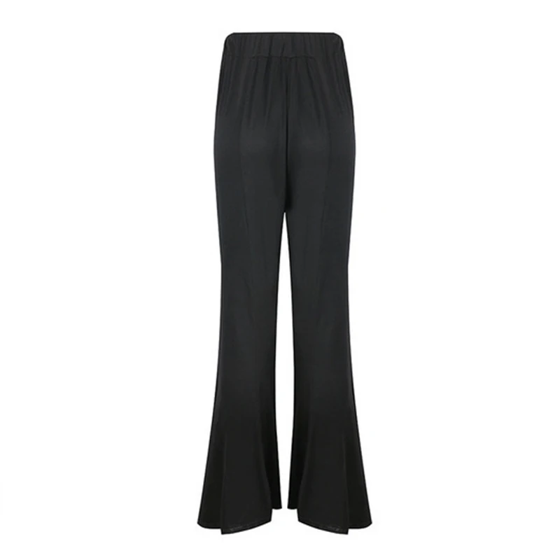 TWOTWINSTYLE Lace Up Pants Female High Waist Elastic Irregular Oversize Long Flare Trousers Autumn 2018 Fashion OL Clothing | Женская