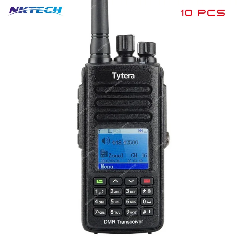 10 шт. nktech 2800 мАч Батарея и TYT MD 390 IP67 Водонепроницаемый трансивер цифровой Радио