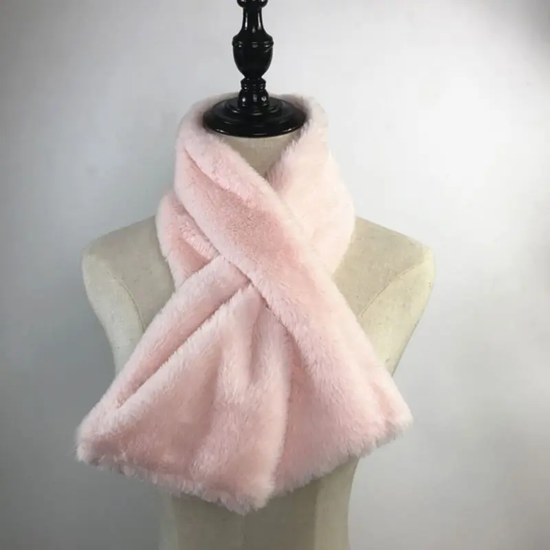 Женский зимний плотный плюшевый шарф из искусственного кроличьего меха 15x90 см