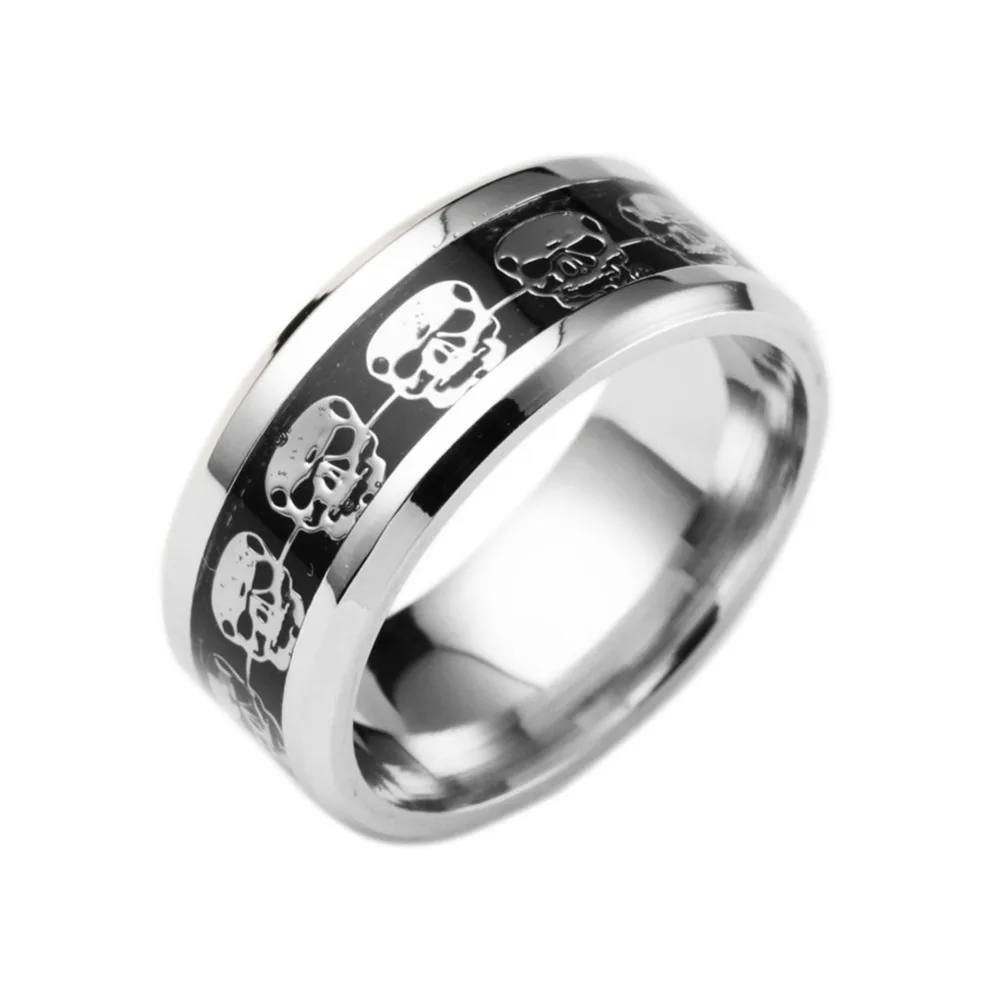 Кольцо из нержавеющей стали для мужчин никогда не выцветает кольцо с черепом