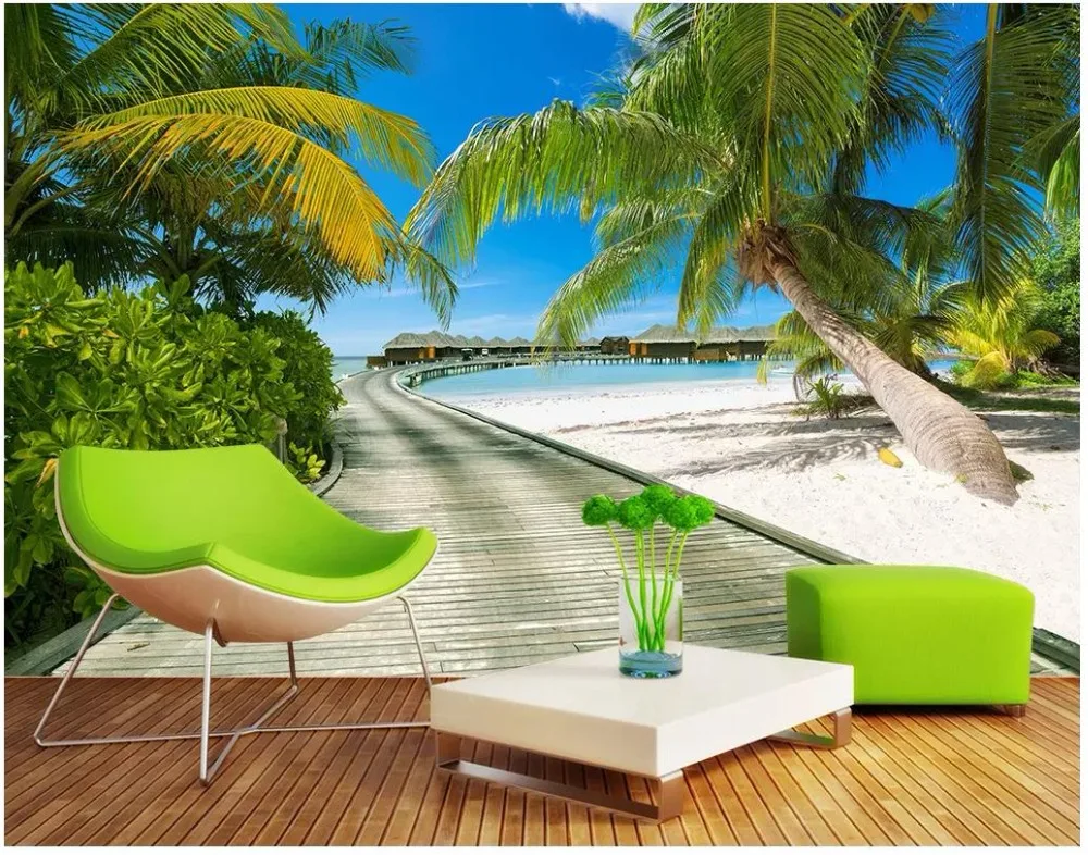 Пользовательские фото обои 3d настенные фрески морской пейзаж росписи дерево