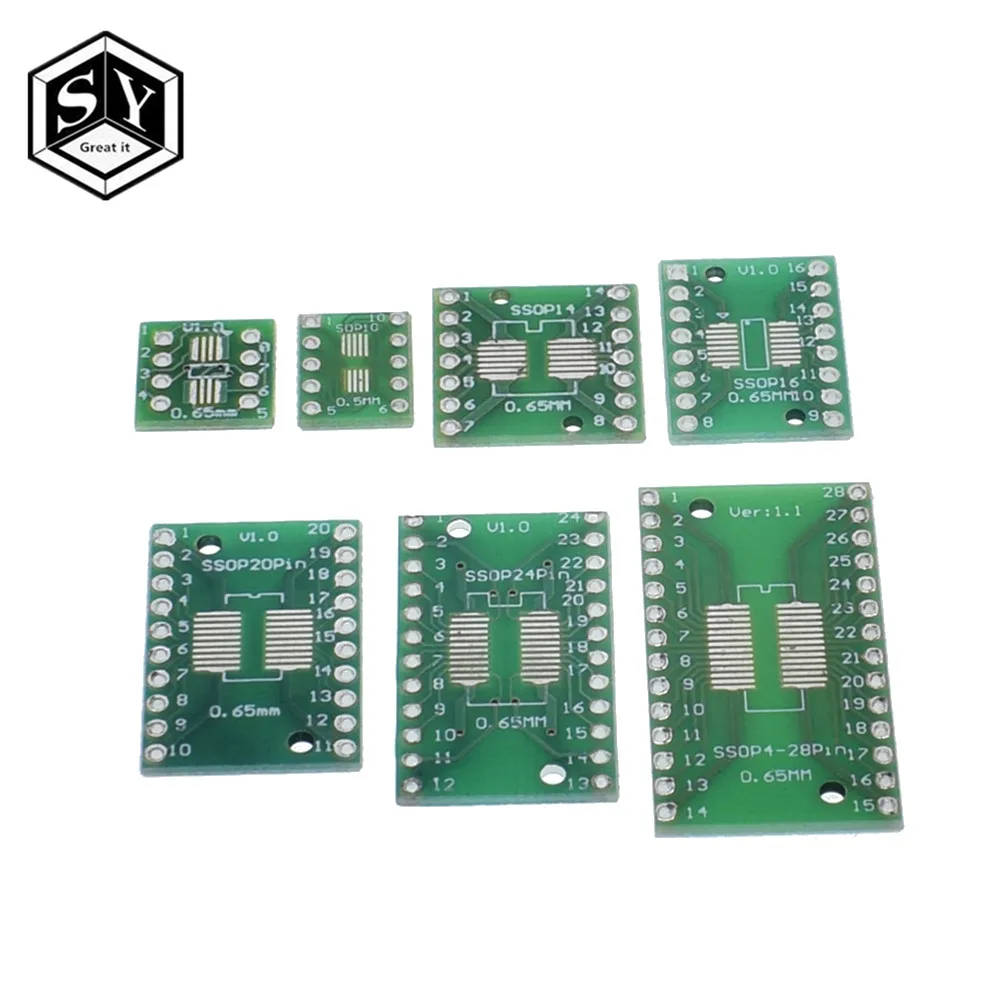 Здорово 35 шт. = 7value * 5 набором плат PCB SMD обратиться к DIP СОП MSOP SSOP TSSOP SOT23 8 10 14 16 20 24 28 SMT