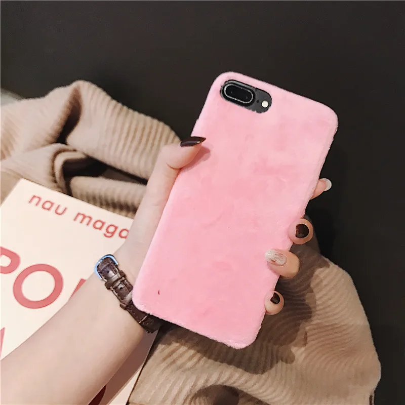 Простой жесткий чехол из поликарбоната с ворсом для iPhone 6 6s 7 8 Plus X Xr Xs Max Coer Etui