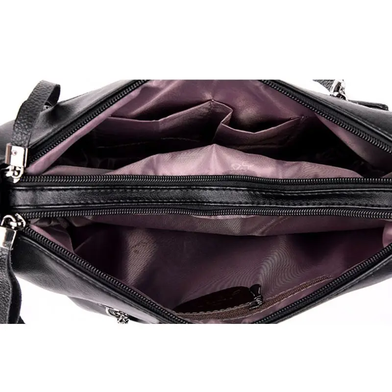 

Women's Leather Multi-Pocket Crossbody Bag Soft Handbag Shoulder Bags Purse Satchel