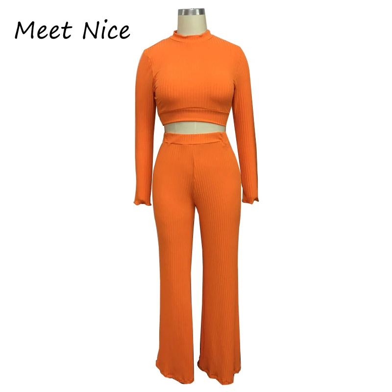 Женский комплект из 2 предметов укороченный топ в рубчик с круглым вырезом и