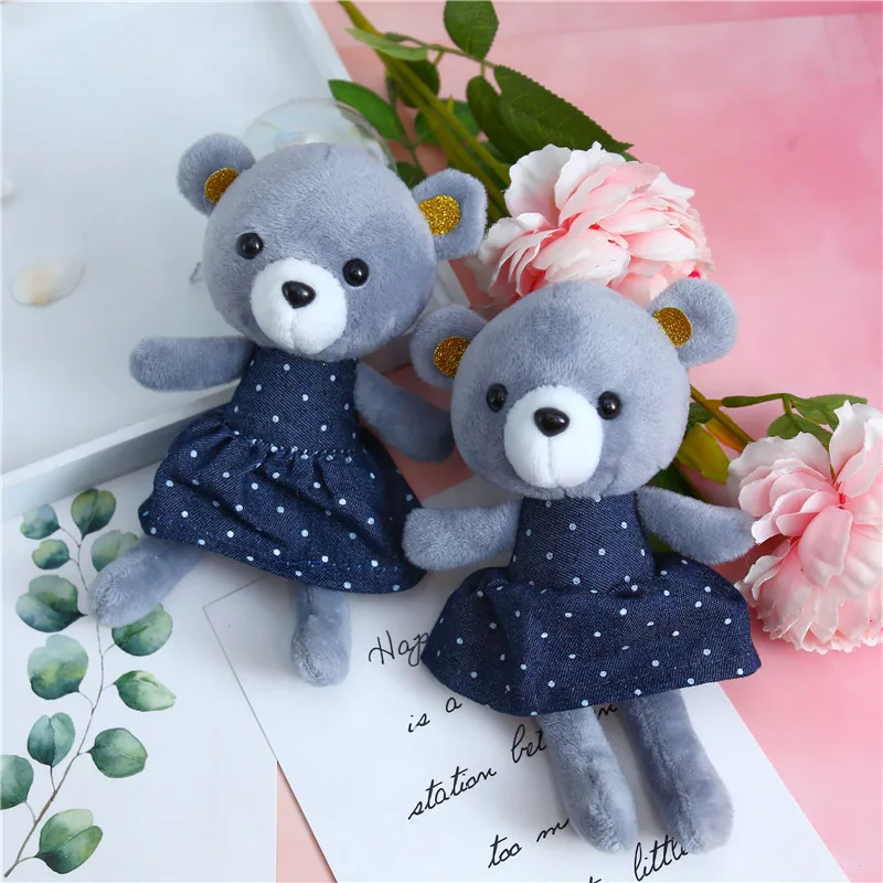 15 см милый плюшевый мишка с платьем плюшевые игрушки мягкие животные маленькая