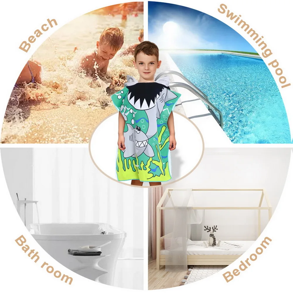 Детские плавательные полотенца мультяшная Пляжная накидка для детей с капюшоном