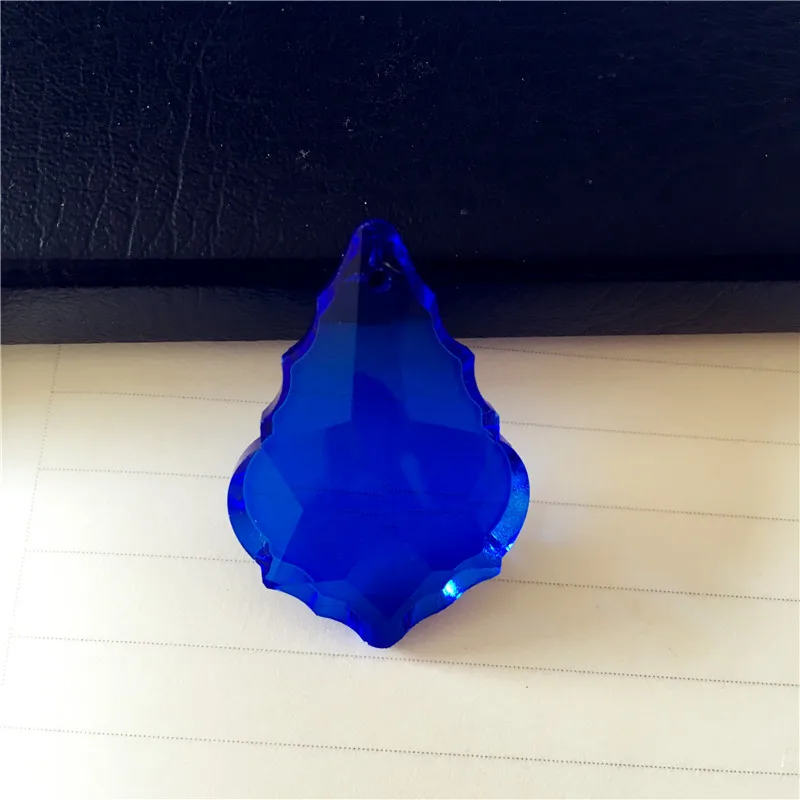 

38mm Dark Sapphire 1pcs Crystal Maple Pendants Chandelier Parts Strands Garlands Hanging Curtain Interior Decoration Accessories