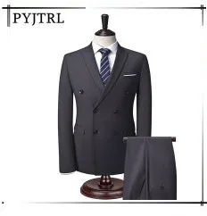 PYJTRL S-4XL для мужчин китайский туника воротник жениха костюм формальная одежда платье Slim Fit s костюмы жениха свадебный Блейзер Брюки Homme