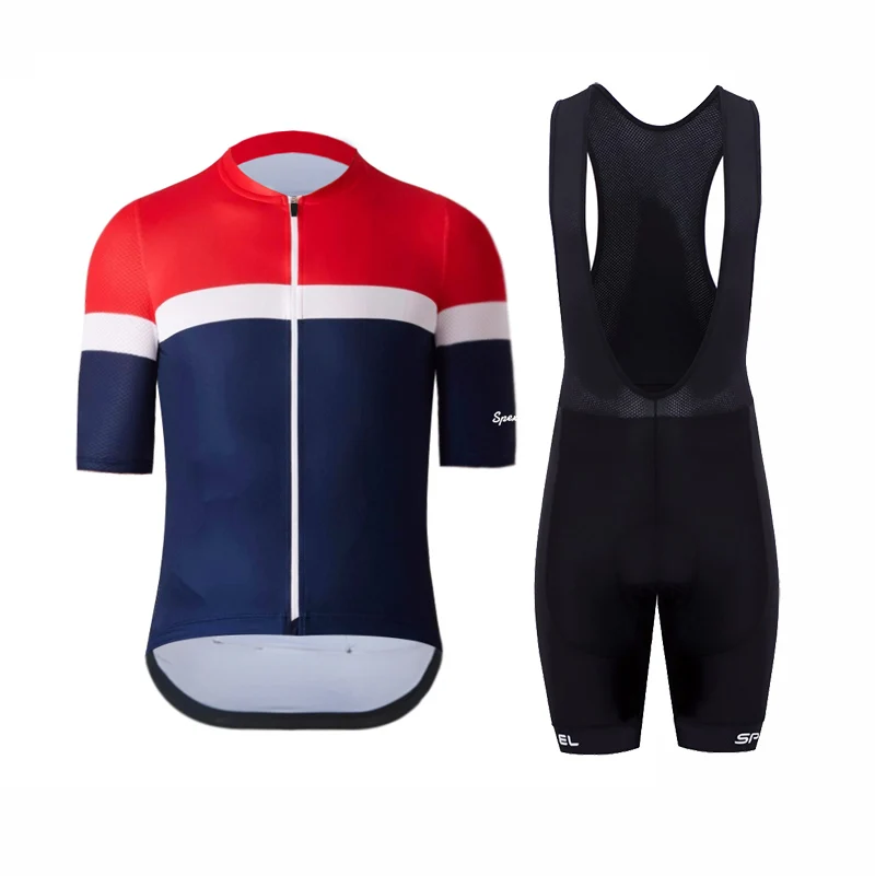 Red navy kit SPEXCEL, новинка, классика, для гонок, легкая, дышащая ткань, для велоспорта, Джерси, короткий рукав, дорожный, mtb, велосипедный комплект, 4d гелевая подкладка, нагрудник - Цвет: Red navy kit