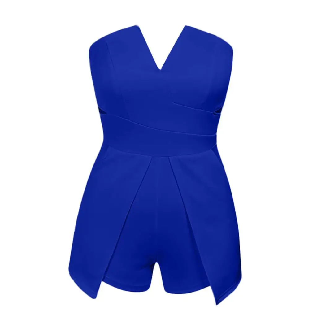 Без бретелек Playsuit женские Комбинезон Элегантные Разделение Regular Fit шорты сексуальные комбинезон на молнии женский комбинезон Combishort D1 - Цвет: BU