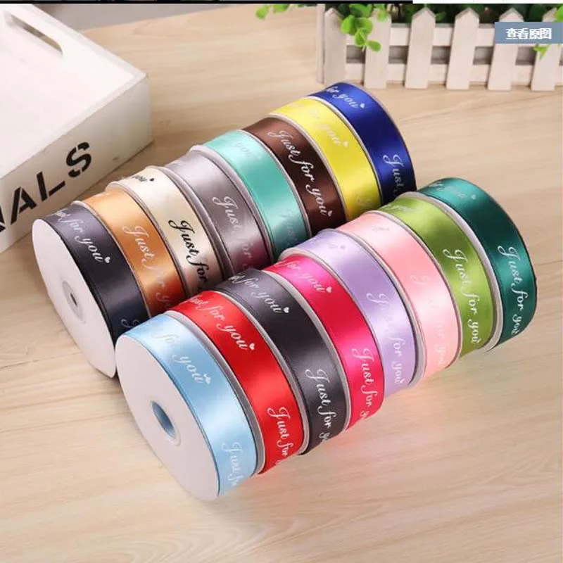

25MM Black Just For You Printed Polyester Ribbon for Wedding Christmas Party Decorations Bow Craft Ribbons Gifts Wrapping