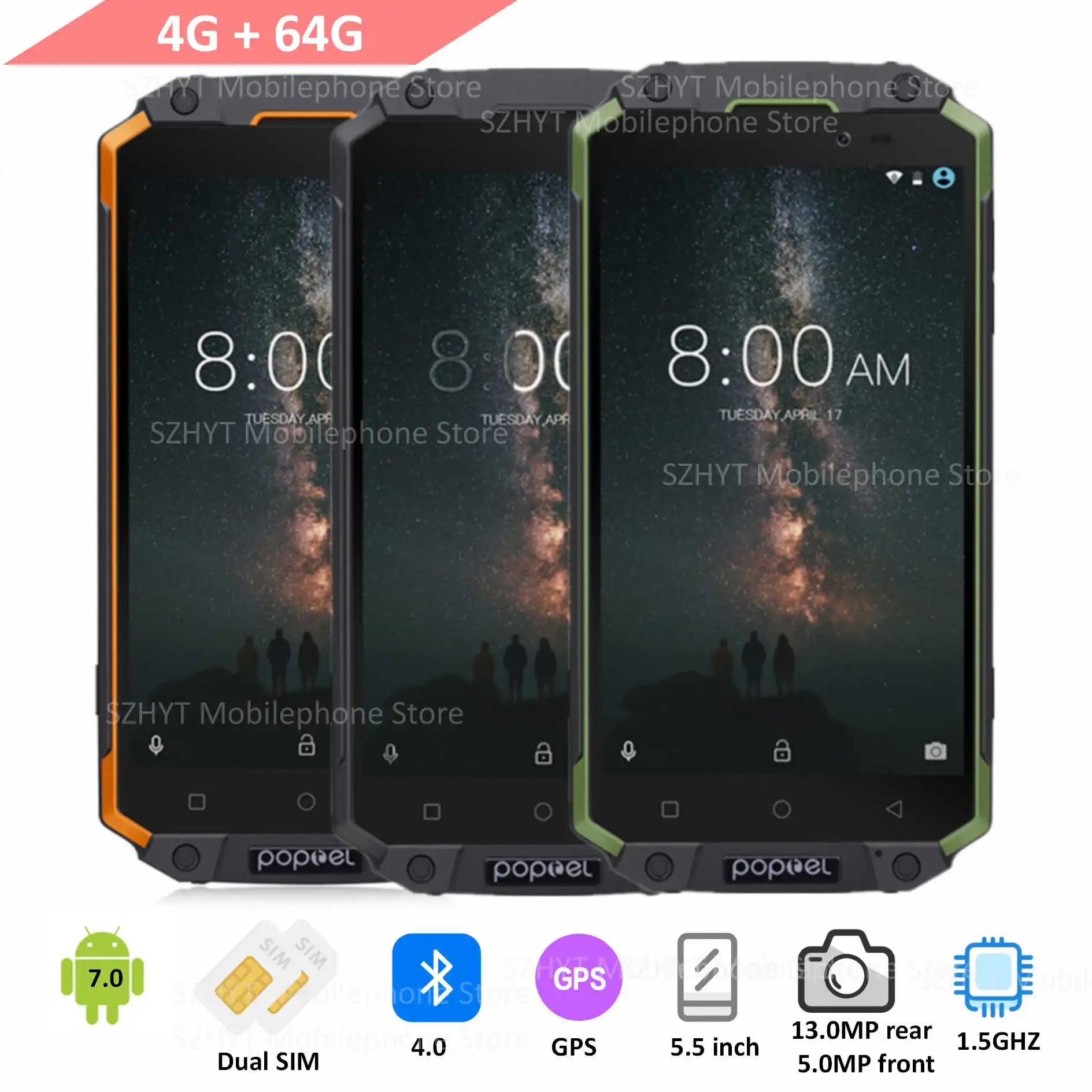 POPTEL P9000 Max 9000 мАч IP68 wateproof 5 &quotFHD мобильного телефона Android 7 0 MTK6750 Octa Core 4 ГБ 64 13MP NFC OTG