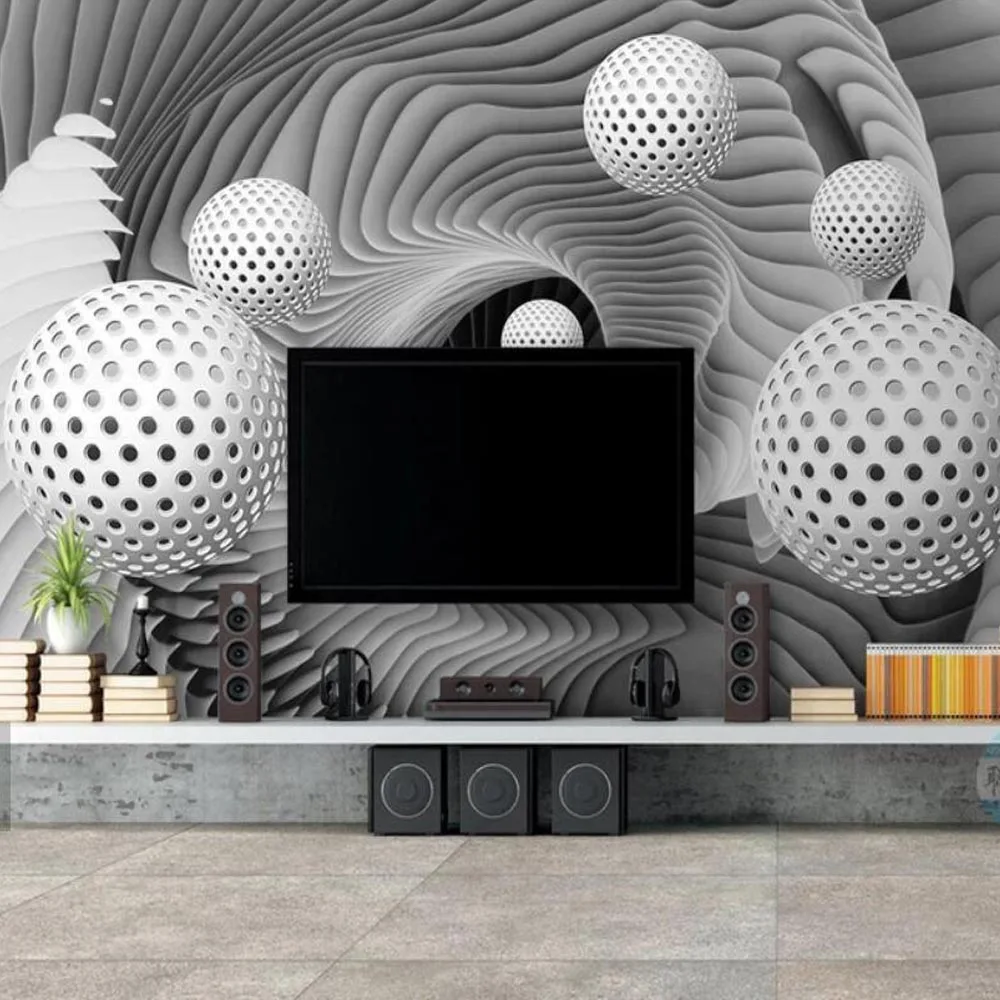 

Abstract White Ball Vortex Wallpaper Mural 3D Printed Photo Wall Murals Living Room Home Wall Decor Modern Decor
