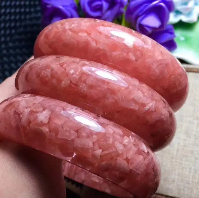 Натуральный розовый Родохрозит драгоценный камень женский браслет внутренний