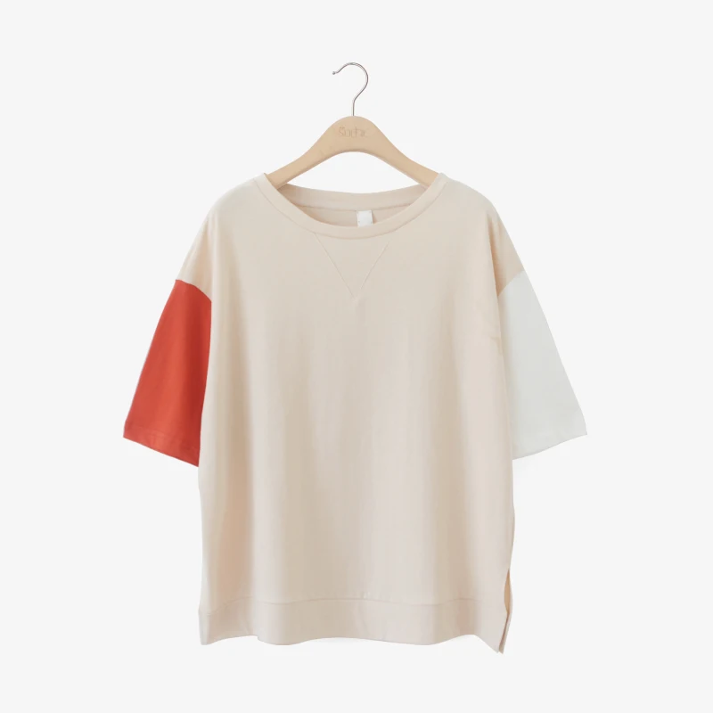 Eleindole корейский стиль женские футболки с круглым вырезом Свободный пуловер