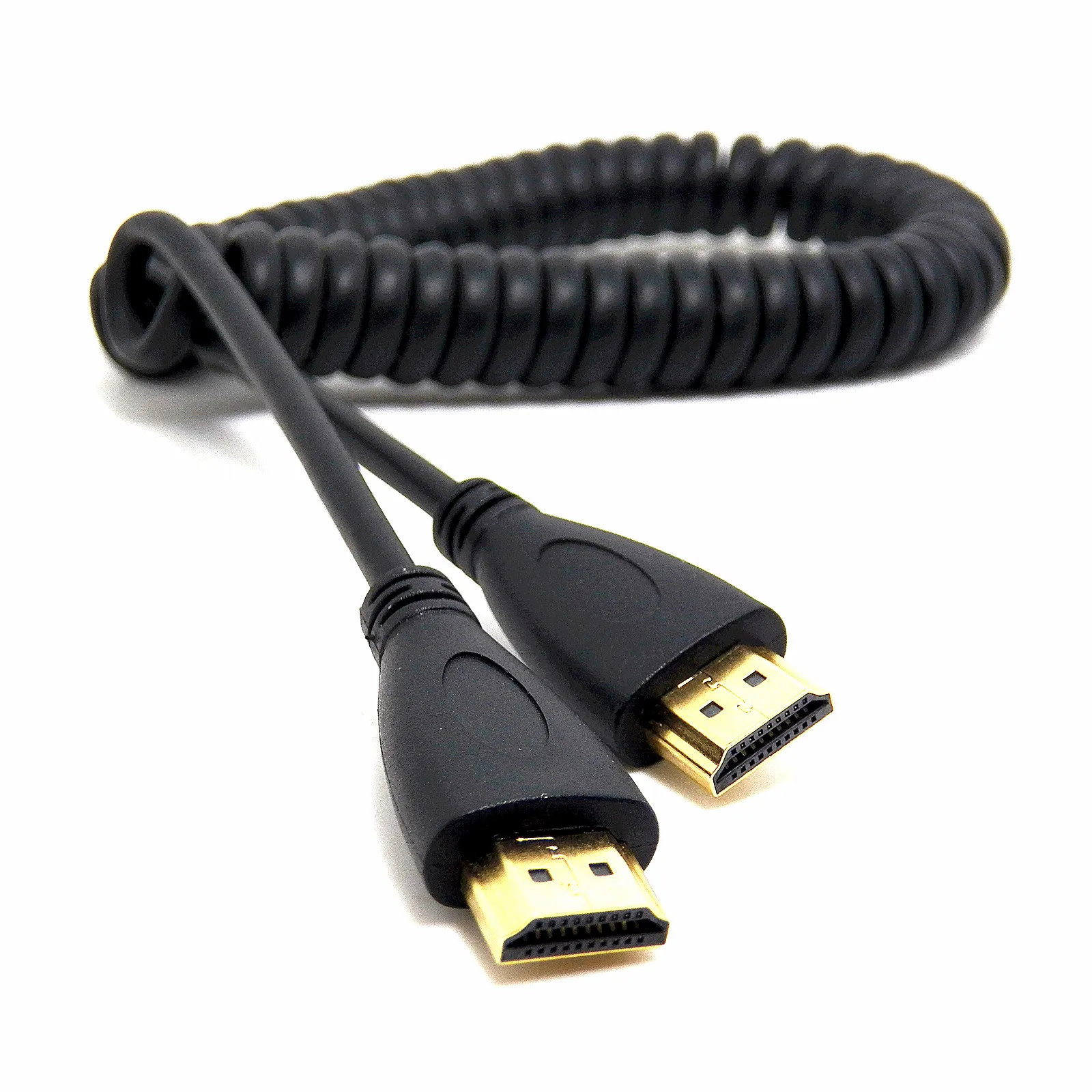 Micro HDMI Mini HDMI 90 градусов угловой штекер к HDMI растягивающийся пружинный кабель спиральный Разъем
