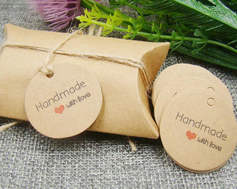 3 см круг крафт ручная работа с любовью подарочные бирки пеньковой веревкой DIY