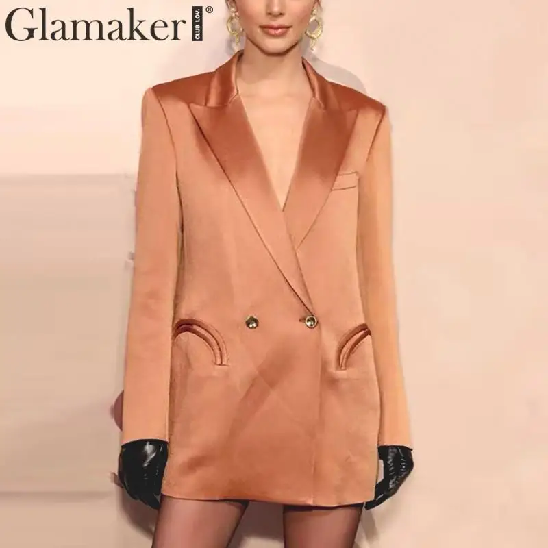Glamaker с v-образным вырезом, длинный рукав, Женский блейзер, женские блейзеры и куртки, весна-лето, элегантное для вечеринки и клуба, сексуальная офисная куртка, блейзер