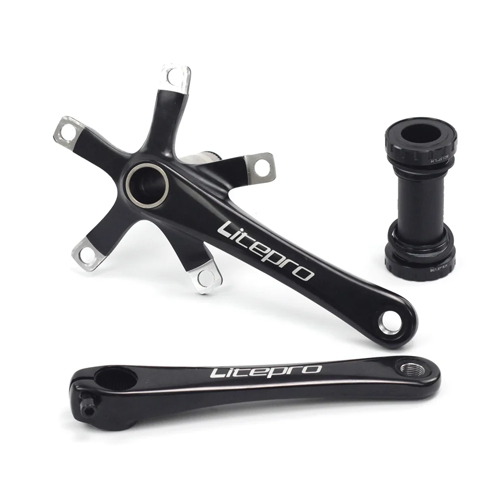 glossy black crank Litepro Элитная велосипедная цепная цепь с нижним кронштейном BCD 130 170 мм для Minivelo складной дорожный велосипед - Цвет: glossy black crank