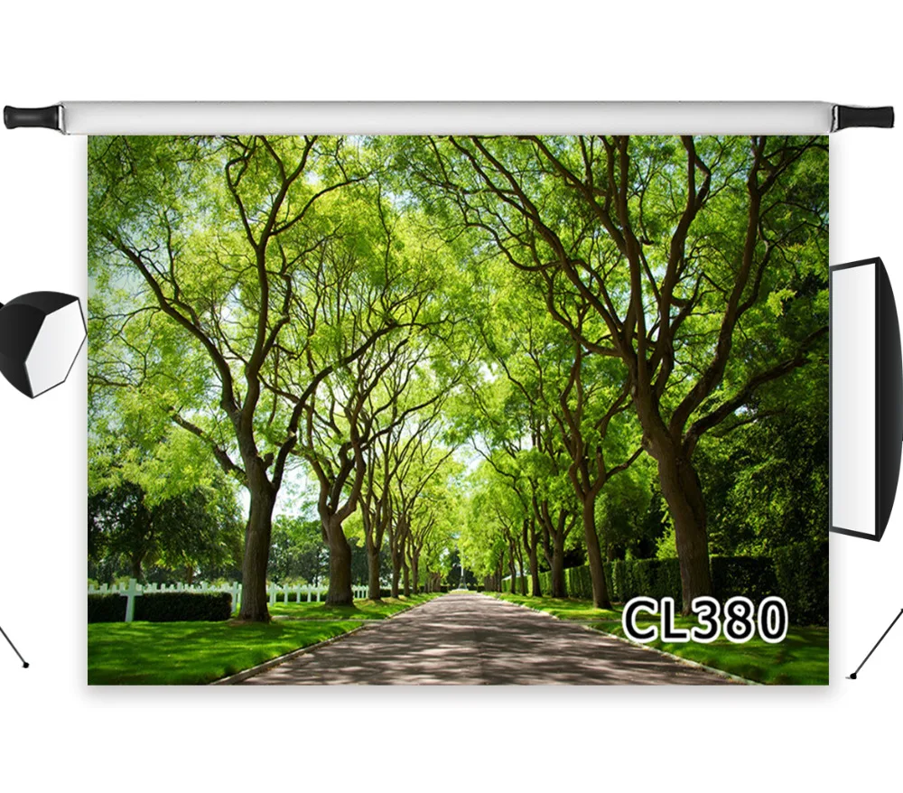 Бесшовный фон для студийной фотосъемки с изображением сада деревьев кирпичной