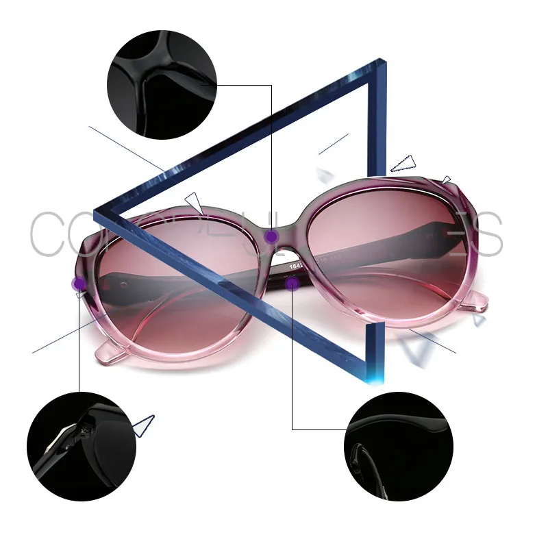 Женские солнцезащитные очки кошачий глаз большие брендовые дизайнерские в стиле