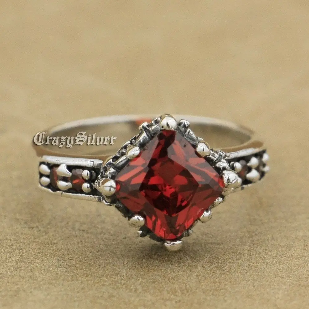 

Red CZ Stone 925 Sterling Silver Wedding Ring Fashion Jewelry 9Q026 US Size 6