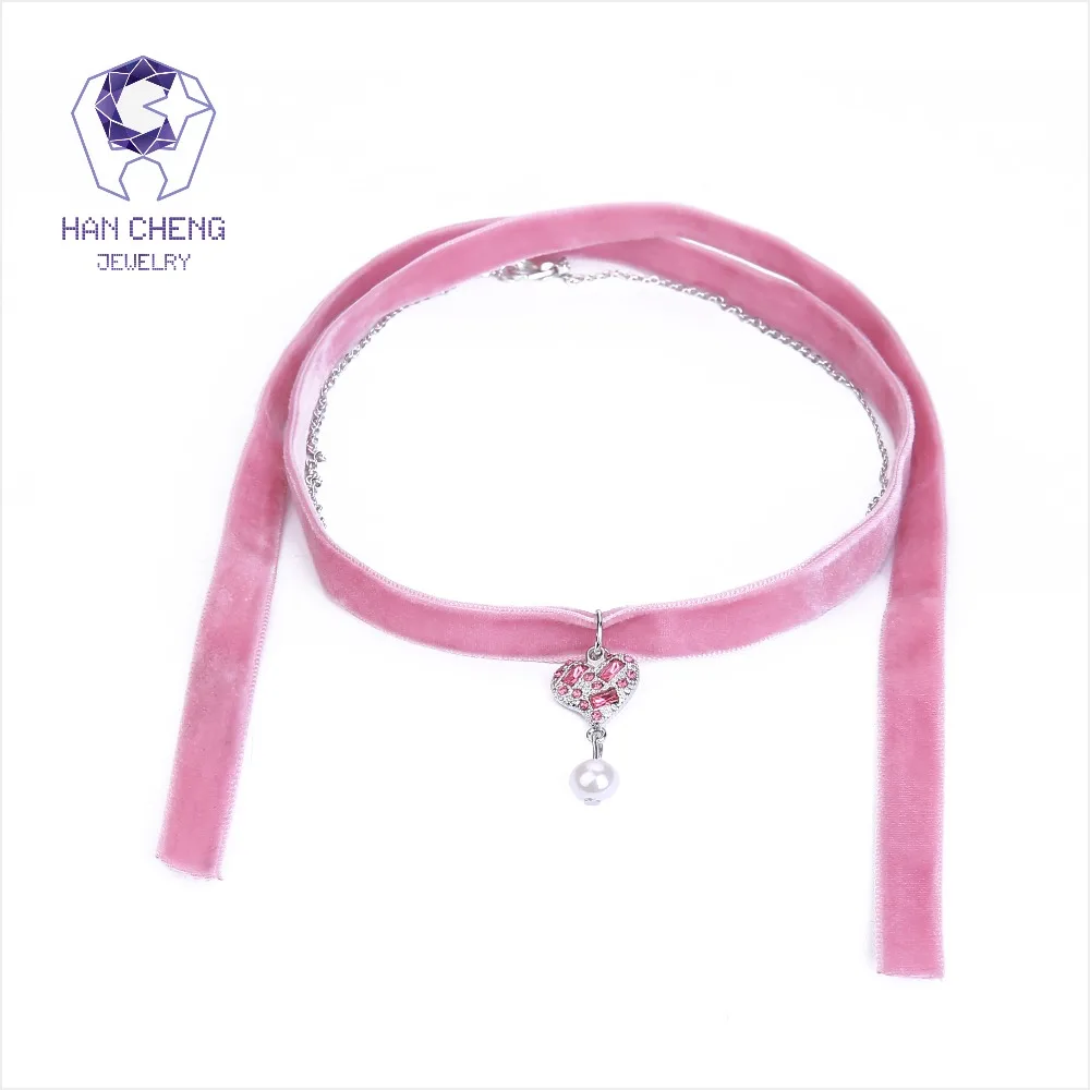 HanCheng Новая Мода Сердце жемчужная подвеска на ленте бархатное колье ожерелье