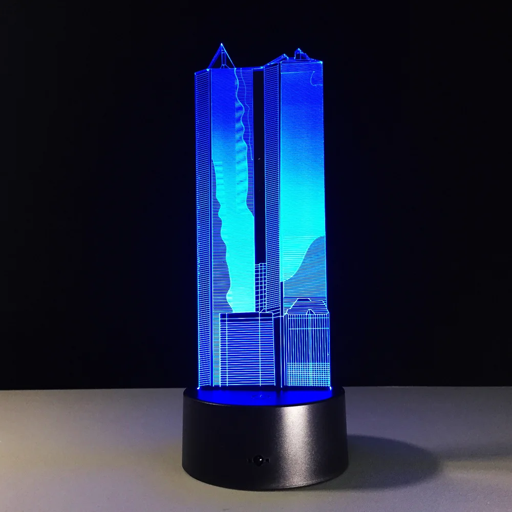 High Building 7 Colors Lamp 3D LED Visual Led Night Lights For Kids Touch Usb Table Lampara Lampe Baby Sleeping Nightlight | Лампы и