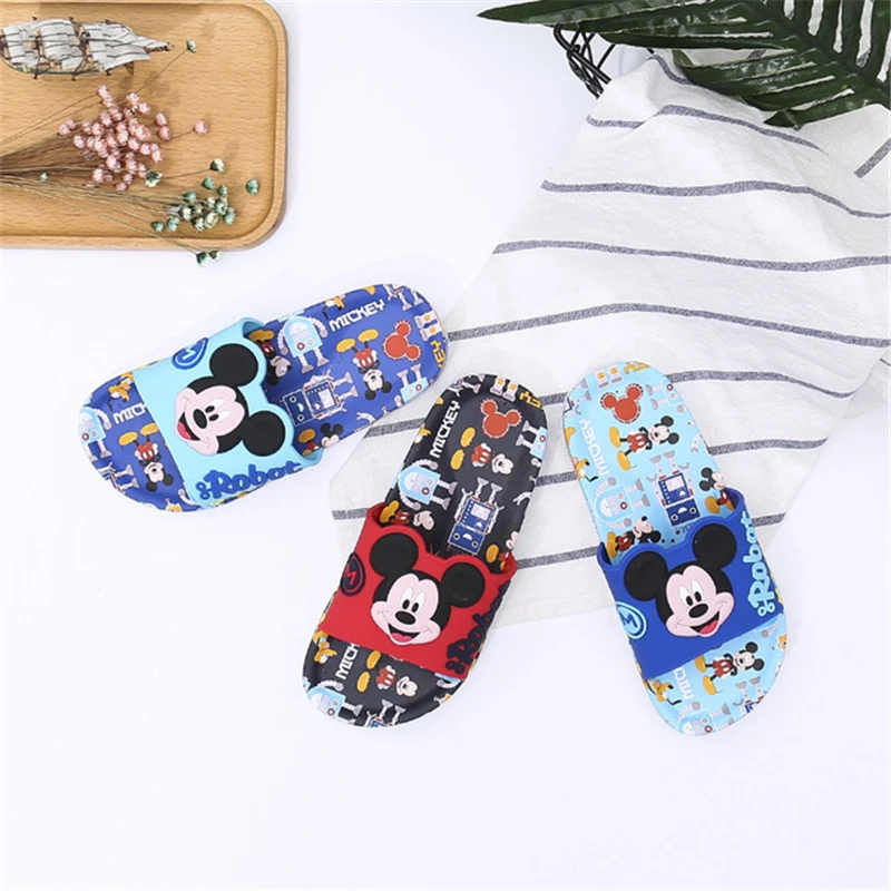 Новинка лета 2019 популярные детские сандалии Disney Нескользящие тапочки с Микки и