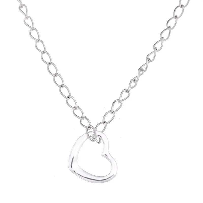 Ожерелье I Love You, s& Кулоны, модное, новое, золотое сердечко серебряного цвета, счастливые ключицы, Макси ожерелье для женщин - Окраска металла: Silver
