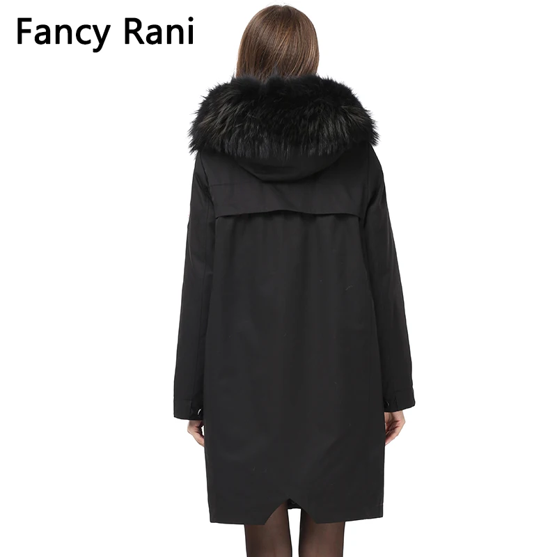 Detachable Natural Mink Fur Liner Parkas Women Multi Rainbow Printed Coats with Real Raccoon Dog Collar 2018 New Winter | Женская одежда