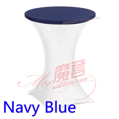 

Navy Blue Colour Spandex Top Cover For Round Cocktail Lycra Tablecloth Wedding Banquet And Party Cocktail Table Decoration Sale