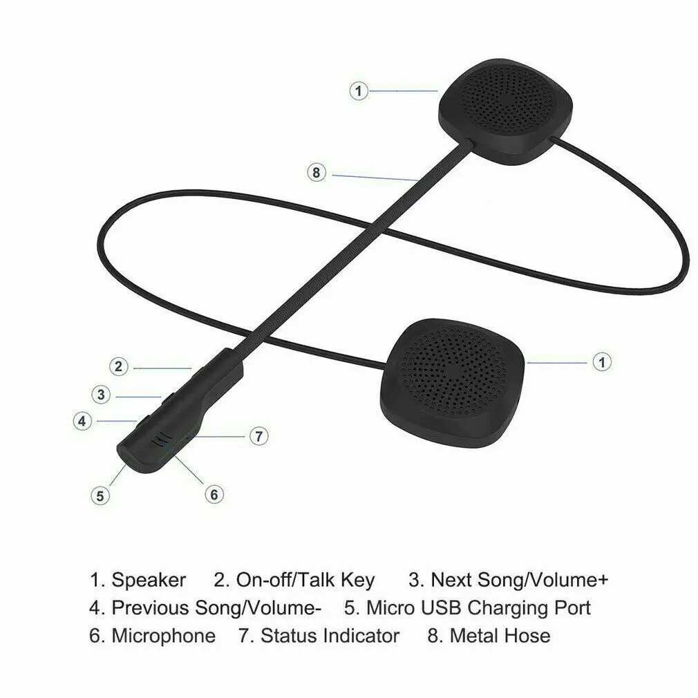 Bluetooth 5,0 шлем гарнитура аксессуар для колонок беспроводной мотоцикл Домофон переговорные наушники с микрофоном стерео