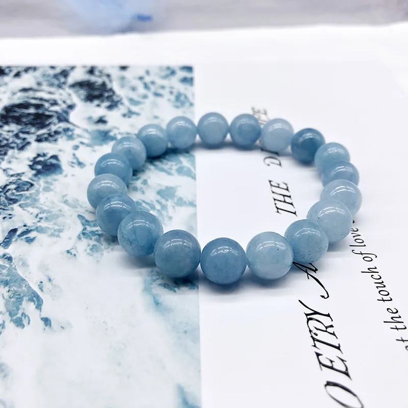 

Beads Sea Bracelet Bracelets Women Elasticity aquamarin Blue Stone Round