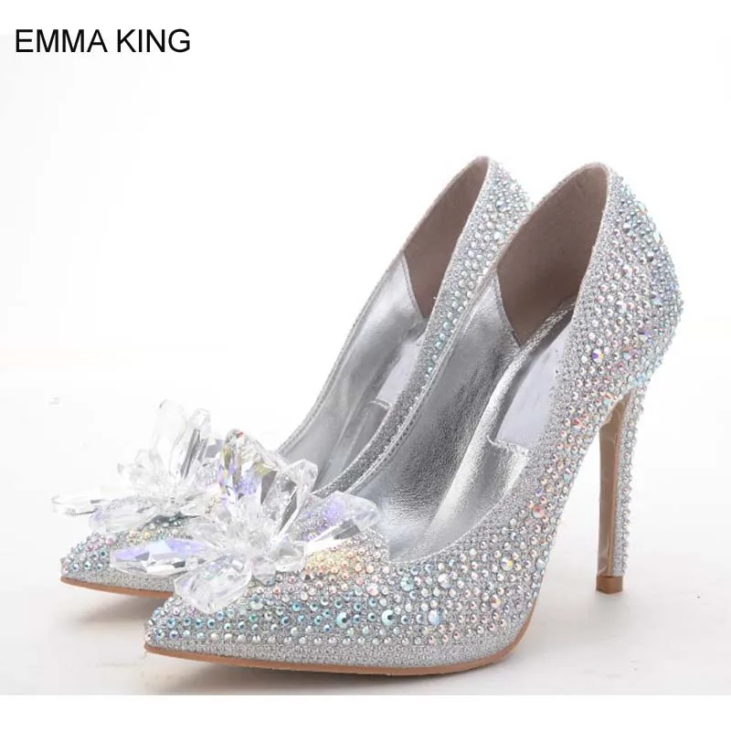 Emma king/туфли на высоком каблуке со стразами и острым носком обувь Золушки женские