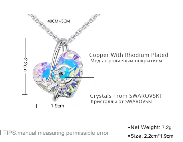 

ANNGILL Classic Crystals from Swarovski Elements Hearts Pendant Necklace With Star Moon for Women Wedding Jewelry Drop Shipping