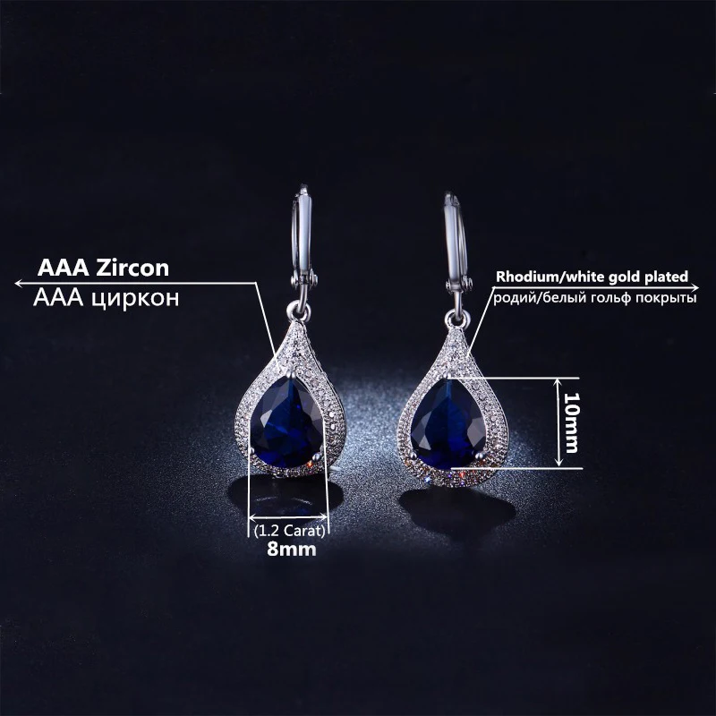 Женские серьги из серебра 925 пробы с синим кристаллом|shining crystal|925 sterlingwomen earrings crystal