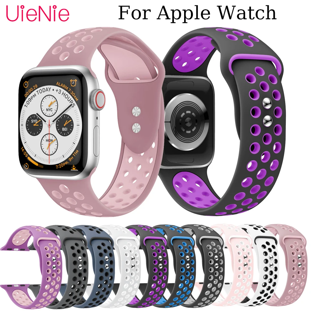Для Apple Watch 40 мм 44 38 42 Смарт часы с круглым отверстием силиконовый ремешок для watch