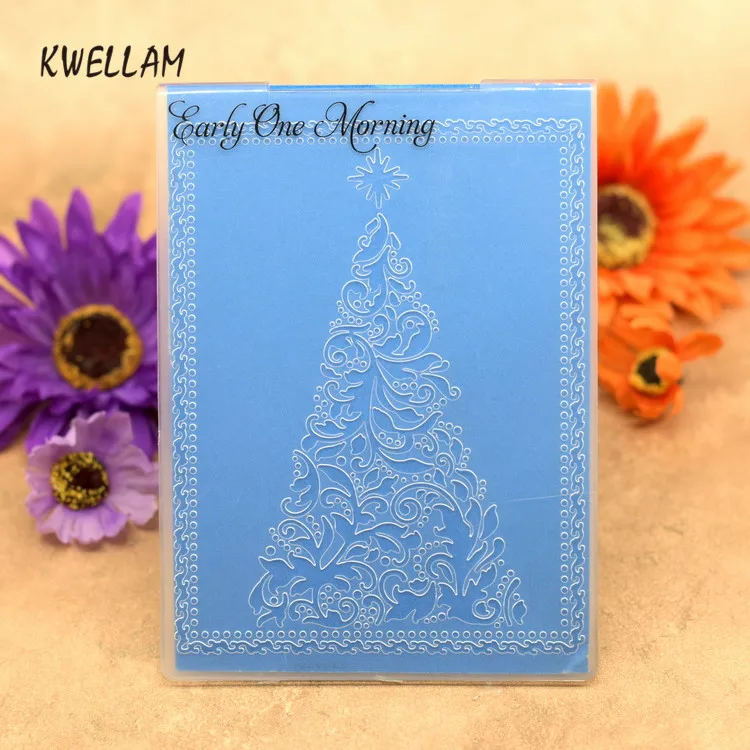 Christmas Tree With Star Frame Plastic Embossing Folder For Scrapbook DIY Album Card Tool Template 12.5x17.8cm KW7041407 | Дом и сад