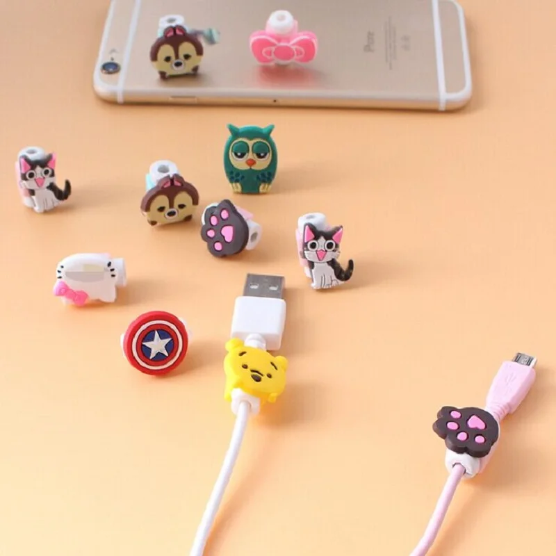 100pcs Lovely Wire Cover Cartoon Charger Cable Winder Protective Case Saver Data line Protector Earphone Cord Protection Sleeve |