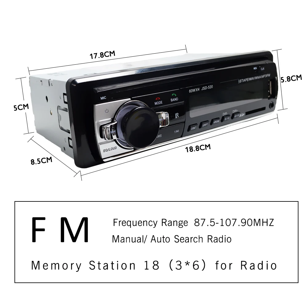 Hippcron автомобиля радио MP3 плееры FM аудио музыка цифровой стерео Bluetooth 60 Вт x 4 SD/USB с в