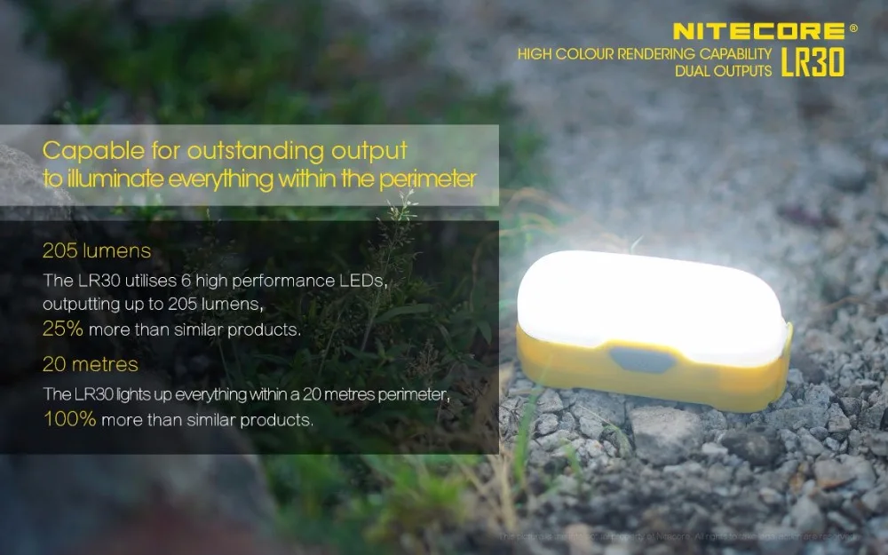 NITECORE LR30 USB Перезаряжаемый Фонарь 6* с высоким индексом светопередачи, светодиодная лампа белого/красного цвета с двойным источником света макс. 205 люмен портативный свет для кемпинга