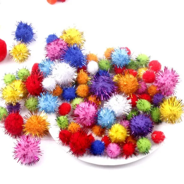 200 шт. шарик помпон блестящие помпоны раннее обучение креативное Рождественское