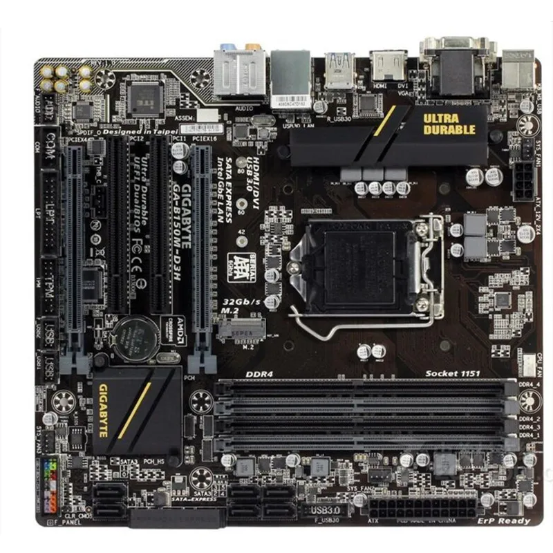 Для Gigabyte GA-B150M-D3H оригинальная материнская плата DDR4 LGA 1151 B150M-D3H 14NM процессор 64 Гб USB2.0 USB3.0 B150 материнская плата