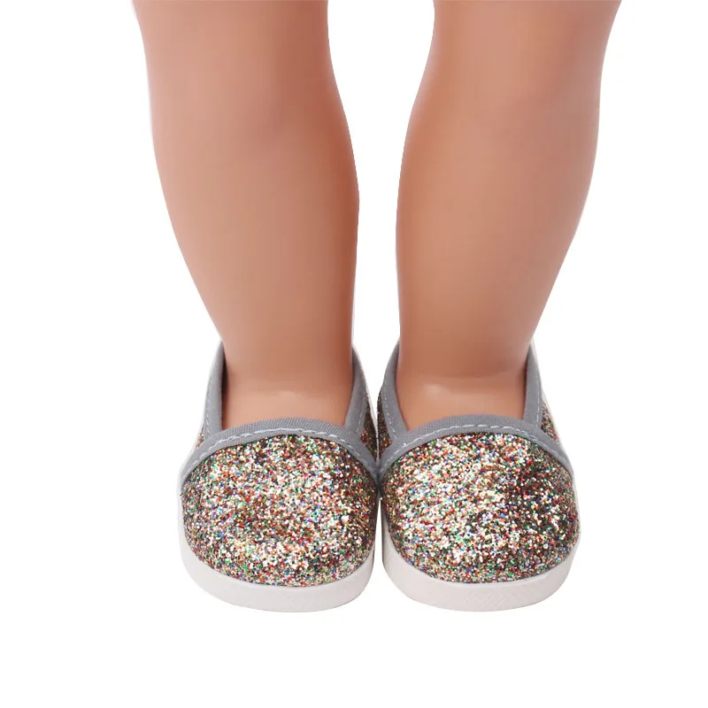 

Doll Shoes Stylish gray sparkly little shoes 18 inch Girl dolls and 43 cm baby doll toy accessories s198