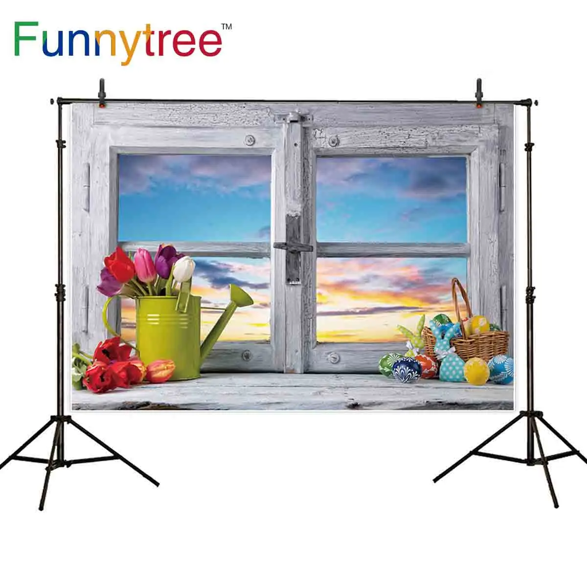 Фоны funnytree для фотостудии пасхальное яйцо окно цветок Весна фон фотосъемки