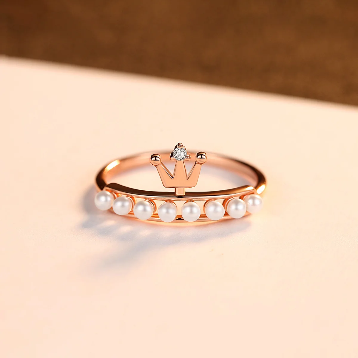 Rainbamabom 925 Solid Sterling Silver Pearl Gemstone Wedding Engagement Rose Gold Crown Ring Women Fine Jewelry Gifts Wholesale | Украшения
