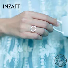 INZATT, настоящее 925 пробы, серебряное, геометрическое, полое, круглое, регулируемое кольцо, минималистичное, хорошее ювелирное изделие для женщин, вечерние аксессуары в стиле панк